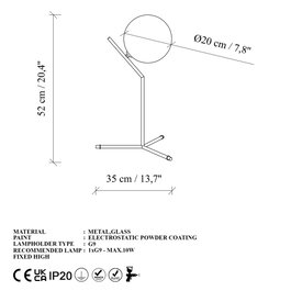 Opviq Luminar - 14161 Lámpara de mesa de cuerpo metálico negro